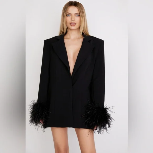 House of CB Esme Black Oversized Blazer - Size S - Picture 6 of 16